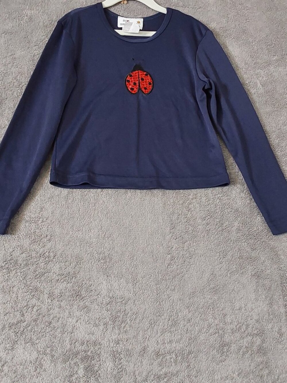 Next Generation Ladybug Long Sleeve Top Small Y2K Blue Crop Tee Cute Casual